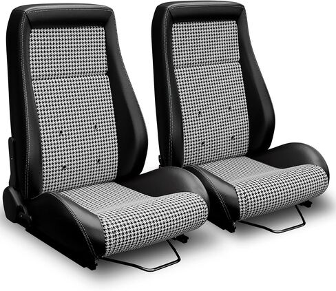 Universal Classic PVC OBS Style Seats with Dual Sliders Reclinable Low Back Racing Bucket Seats Pair (Black) in Kuwait