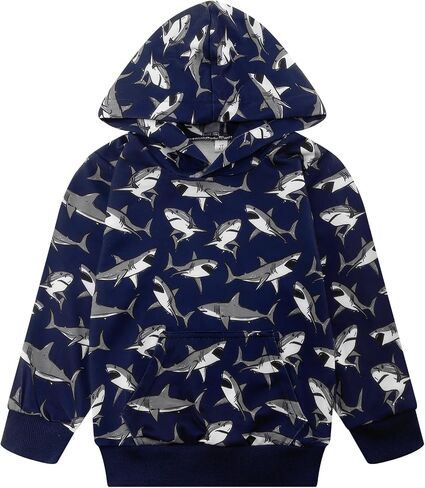 Akyzic Baby Boys Dinosaurs Hoodie Boys Shark Pullover with Pocket Kids Truck Warm Sweatshirt Sweater in Kuwait