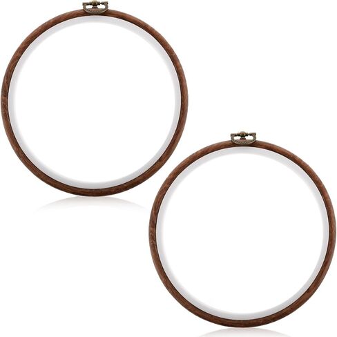 Elegaperma 2pcs 10 Inch Embroidery Hoop, Imitated Wood Embroidery Hoop Frame, Detachable Embroidery Display Frame for Art Craft Handy Sewing Decoration in Kuwait