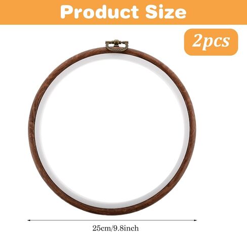 Elegaperma 2pcs 10 Inch Embroidery Hoop, Imitated Wood Embroidery Hoop Frame, Detachable Embroidery Display Frame for Art Craft Handy Sewing Decoration in Kuwait