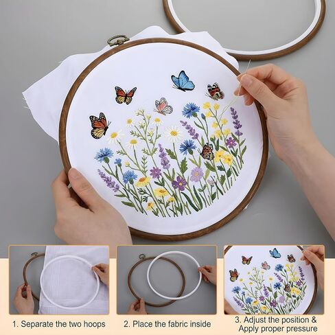 Elegaperma 2pcs 10 Inch Embroidery Hoop, Imitated Wood Embroidery Hoop Frame, Detachable Embroidery Display Frame for Art Craft Handy Sewing Decoration in Kuwait