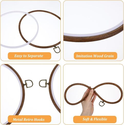Elegaperma 2pcs 10 Inch Embroidery Hoop, Imitated Wood Embroidery Hoop Frame, Detachable Embroidery Display Frame for Art Craft Handy Sewing Decoration in Kuwait