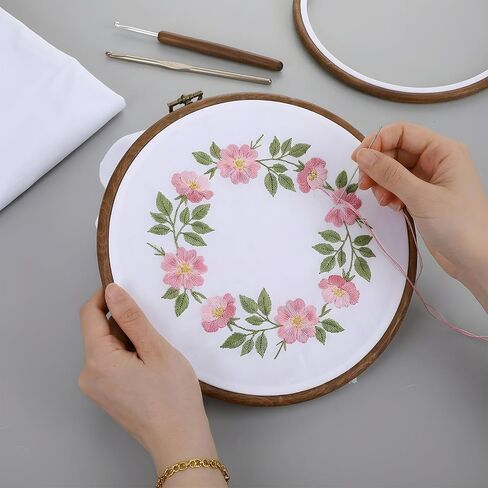 Elegaperma 2pcs 10 Inch Embroidery Hoop, Imitated Wood Embroidery Hoop Frame, Detachable Embroidery Display Frame for Art Craft Handy Sewing Decoration in Kuwait