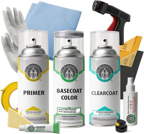 ERA Paints (WA636R - Switchblade Silver Metallic Compatible/Replacement for CHEVY Exact Match Touch Up Spray Paint Clearcoat & Primer - Pick Your Color in Kuwait