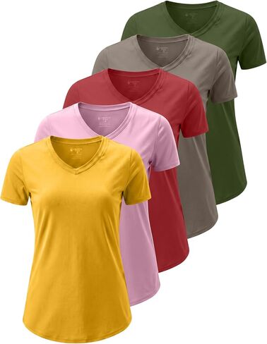 5 Pack: Womens Dry Fit Workout Shirts, Short Sleeve Athletic Gym Tshirts, Ladies Active Long Tees Bulk in Kuwait
