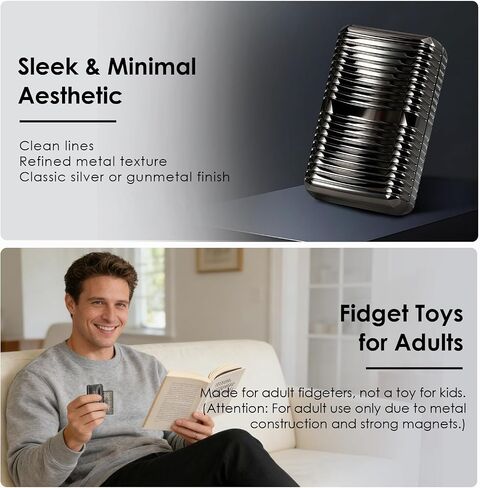 1797 Metal Magnetic Fidget Slider for Adults, EDC Pocket Fidgets Toys with Smooth Clicks, Focus & Relaxation Fun Cool Gadget Gift, 2 Pack in Kuwait