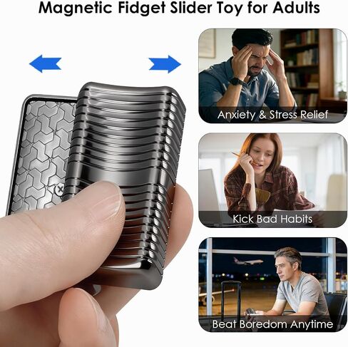 1797 Metal Magnetic Fidget Slider for Adults, EDC Pocket Fidgets Toys with Smooth Clicks, Focus & Relaxation Fun Cool Gadget Gift, 2 Pack in Kuwait