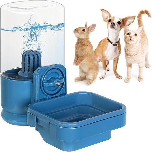 VANNON Small Animal Filter Water Dispenser for Crate, 26oz Water Bottle for Cage, BPA Free and Anti-Overeflow Pet Water Bowl for Small Dogs, Cats and Rabbits, Blue in Saudi Arabia