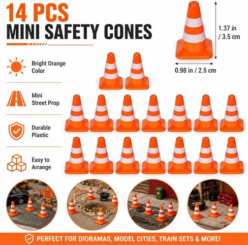 14 Pcs Mini Traffic Cones, Miniature Road Cone Plastic Sign Road Cone in Saudi Arabia