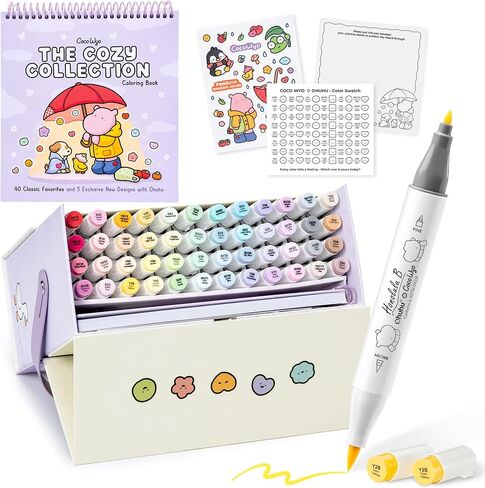 Ohuhu × Coco Wyo Coloring Set 48 Alcohol Markers& Coloring Book Brush& Fine in Kuwait