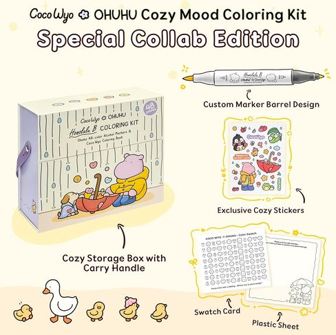 Ohuhu × Coco Wyo Coloring Set 48 Alcohol Markers& Coloring Book Brush& Fine in Kuwait