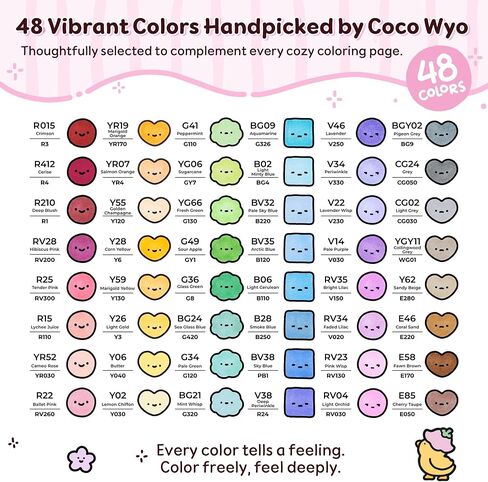 Ohuhu × Coco Wyo Coloring Set 48 Alcohol Markers& Coloring Book Brush& Fine in Kuwait