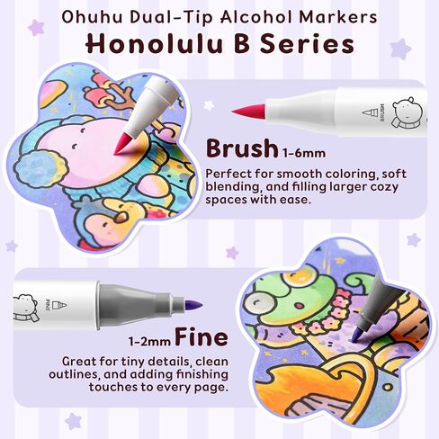 Ohuhu × Coco Wyo Coloring Set 48 Alcohol Markers& Coloring Book Brush& Fine in Kuwait