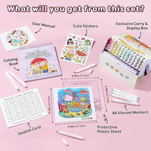 Ohuhu × Coco Wyo Coloring Set 48 Alcohol Markers& Coloring Book Brush& Fine in Kuwait