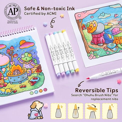 Ohuhu × Coco Wyo Coloring Set 48 Alcohol Markers& Coloring Book Brush& Fine in Kuwait