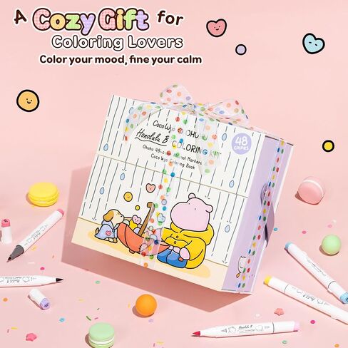 Ohuhu × Coco Wyo Coloring Set 48 Alcohol Markers& Coloring Book Brush& Fine in Kuwait