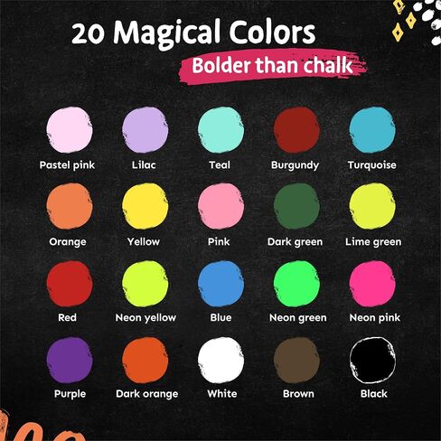 LANA & LUCA Liquid Chalk Markers - Bold Colors - 20 Pack Box, 6mm Tip in Saudi Arabia