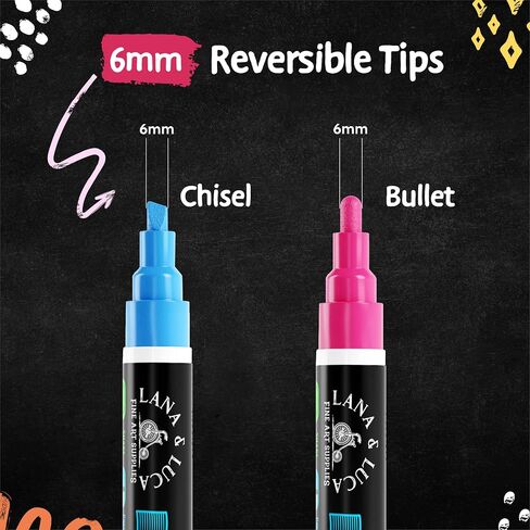 LANA & LUCA Liquid Chalk Markers - Bold Colors - 20 Pack Box, 6mm Tip in Saudi Arabia