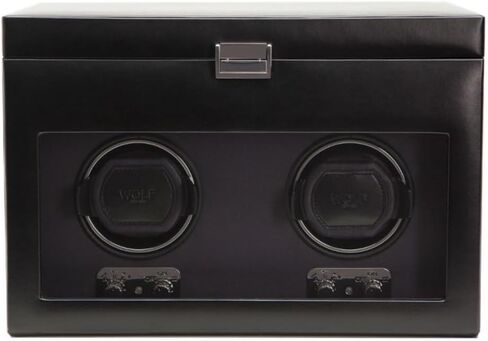 WOLF 270402 Heritage Double Watch Winder with Cover and Storage, Black in Kuwait