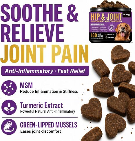 Glucosamine Joint Supplement for Dogs, Dog Joint Support with MSM - 180 ct in Kuwait