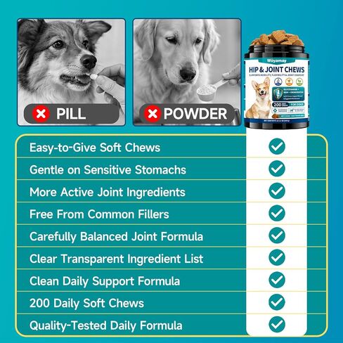 Woyamay Joint Supplement for Dogs, Glucosamine for Dogs,200 Soft Chews in Saudi Arabia