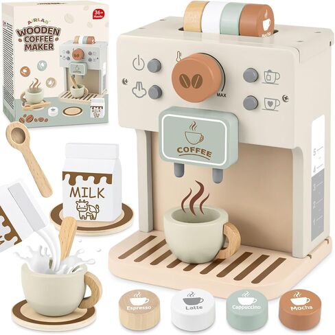 Toy for Kids Wooden Kitchen Accessories Pretend Play, Beige in Kuwait