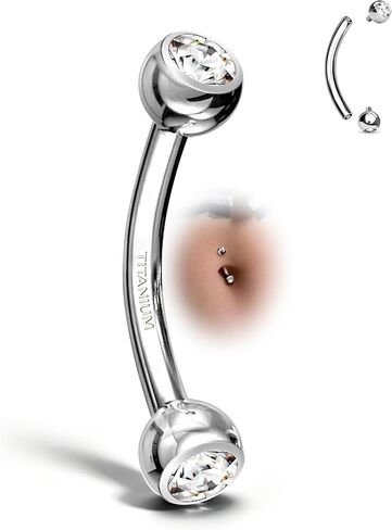 COCHARM G23 الصلبة التيتانيوم زر البطن خواتم 14G تشيكوسلوفاكيا صغيرة قصيرة البطن خواتم طويلة السرة خواتم 6 مللي متر/8 مللي متر/10 مللي متر/12 مللي متر/14 مللي متر/16 مللي متر منحني الحديد in Kuwait