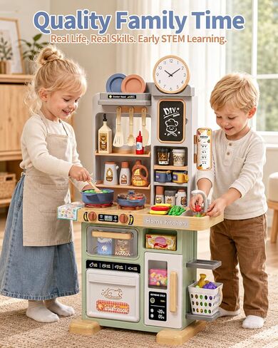 Eohemeral 33.8IN - 70PCS Kids Kitchen Playset with Sound & Light in Kuwait