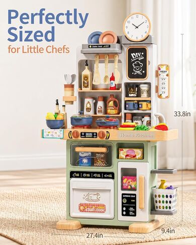 Eohemeral 33.8IN - 70PCS Kids Kitchen Playset with Sound & Light in Kuwait
