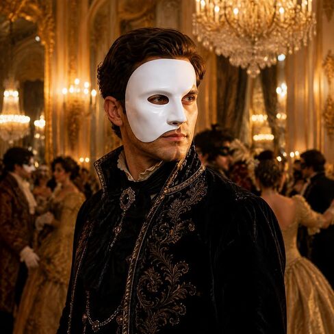 Mens Mask Masquerade Mask Phantom of The Opera Half Face Mask Vintage Design (White) in Kuwait