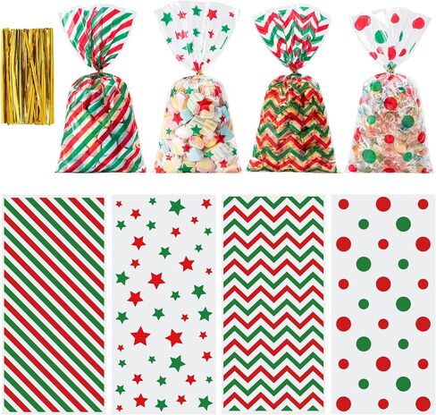 Aegero 200 Pcs 4x6 Cellophane Treat Bags with 200 Twist Ties in Kuwait
