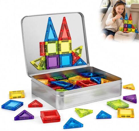 Mini Magnetic Tiles 20PCS, Portable Travel Building Blocks for Kids Age 3+ in Kuwait
