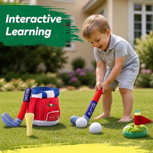 FIIOEOY My First Baby Golf Bag Plush Set, 7 Pcs Baby Golf Toy in Kuwait