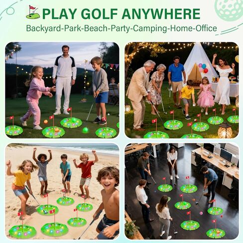 TERRAMUS Light Up Golf Play Set - Upgraded Kids Toy Golf Putting Game Set with 6 LED Targets, 2 Clubs, 6 Balls (2 Glow), Night Golf Toys Gifts for Kids Golfers Family Indoor Outdoor Beach Lawn Park in Saudi Arabia