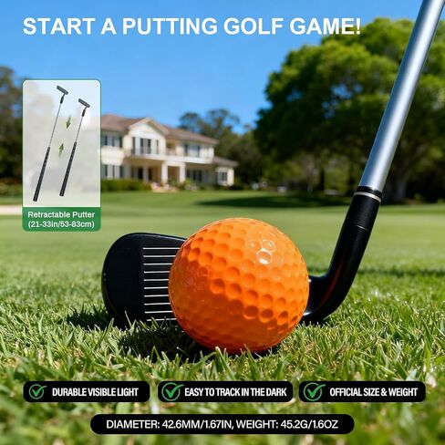 TERRAMUS Light Up Golf Play Set - Upgraded Kids Toy Golf Putting Game Set with 6 LED Targets, 2 Clubs, 6 Balls (2 Glow), Night Golf Toys Gifts for Kids Golfers Family Indoor Outdoor Beach Lawn Park in Saudi Arabia