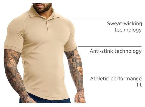 Men's Athletic Fit Polo Shirts Short Sleeve Golf Shirts Casual Workout Polo Stretch Collared Shirt in Kuwait