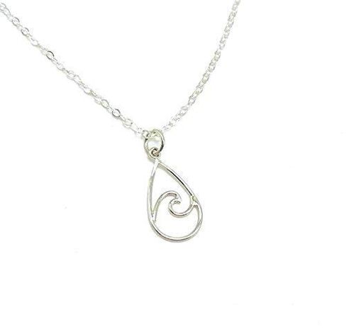 Girls Dainty Wave Necklace, Surfer Necklace Sterling Silver, Wave Rider Beach Girl in Saudi Arabia