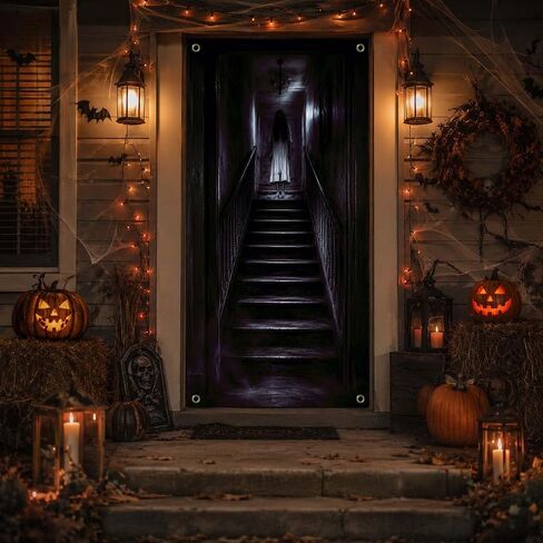 Halloween Door Cover, 71x35 Inch, Scary Halloween Front Door Decorations in Saudi Arabia