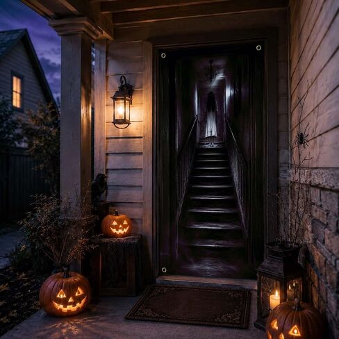 Halloween Door Cover, 71x35 Inch, Scary Halloween Front Door Decorations in Saudi Arabia