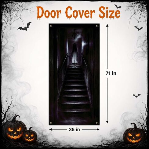 Halloween Door Cover, 71x35 Inch, Scary Halloween Front Door Decorations in Saudi Arabia