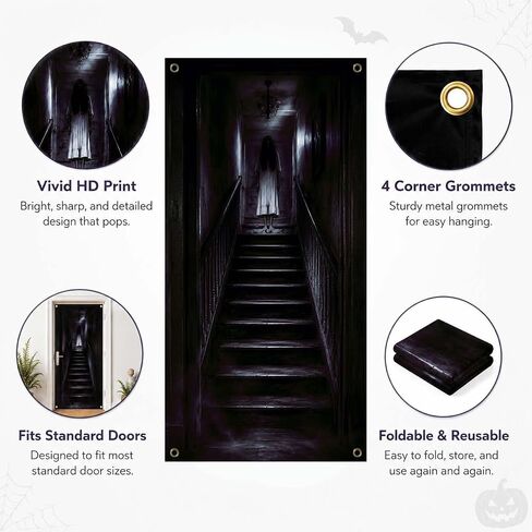 Halloween Door Cover, 71x35 Inch, Scary Halloween Front Door Decorations in Saudi Arabia