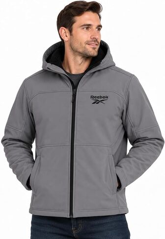 Reebok Mens Jacket - Water Resistant Zip Up Sherpa Fleece Lined Softshell Mens Lightweight Jacket - Winter Jackets for Men in Saudi Arabia