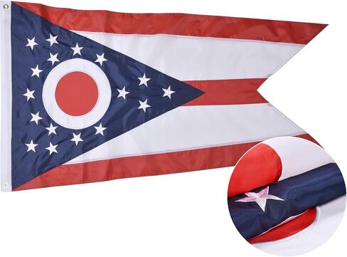 5x8 Ohio Flag Outdoor Heavy Duty Embroidered & Brass Grommets in Kuwait