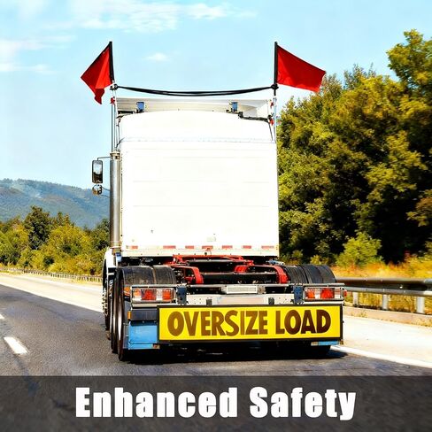 2 Pack Oversize Load Banner for Trucks & Pilot Cars, 4 Red Warning Flags with Bungee Hooks & Metal Hooks, Heavy Duty Mesh Wide Load Signs for Trailers/Semis, 18" x 84" in Saudi Arabia