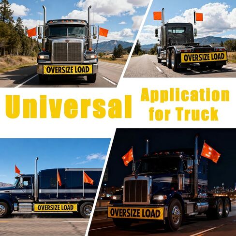 2 Pack Oversize Load Banner for Trucks & Pilot Cars, 4 Red Warning Flags with Bungee Hooks & Metal Hooks, Heavy Duty Mesh Wide Load Signs for Trailers/Semis, 18" x 84" in Saudi Arabia