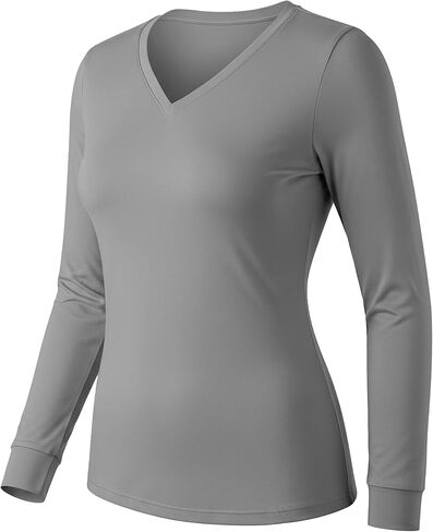 Womens Ultra Soft Long Sleeve Top | UV Sun Protection | Base Layer | All Season Performance V Neck Shirt | Multi Packs in Kuwait