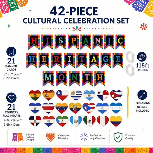 42 Pcs Hispanic Heritage Month Decorations, DIY Spanish Classroom Banner in Saudi Arabia