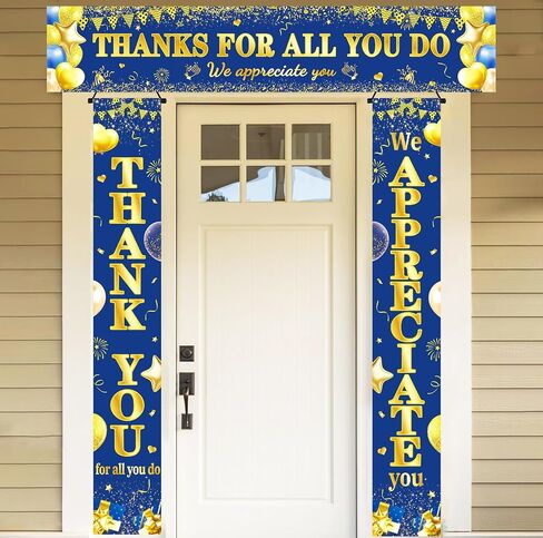 We Appreciate You Banner Decorations, 3 PCS Blue and Gold Thank You Banners in Saudi Arabia