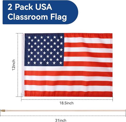 2 Pack American Flag with Wall Mount Bracket 12x18 inch, USA Stick Flag Set in Saudi Arabia