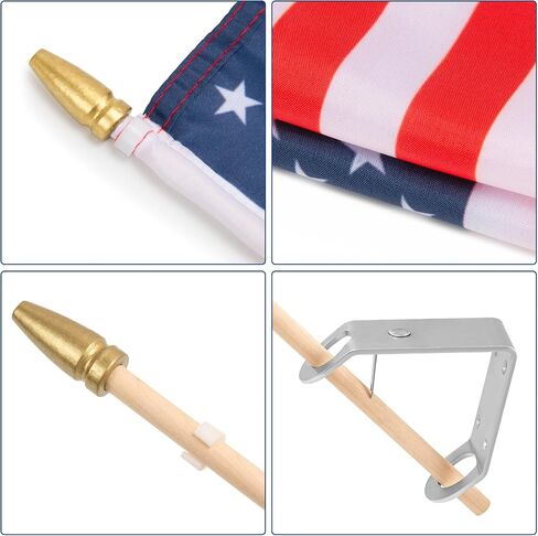 2 Pack American Flag with Wall Mount Bracket 12x18 inch, USA Stick Flag Set in Saudi Arabia